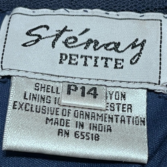 Vintage Stenay Petite Silk Gown Sz 14P Sequin Elegant Blue Beaded Dress - Picture 2 of 9